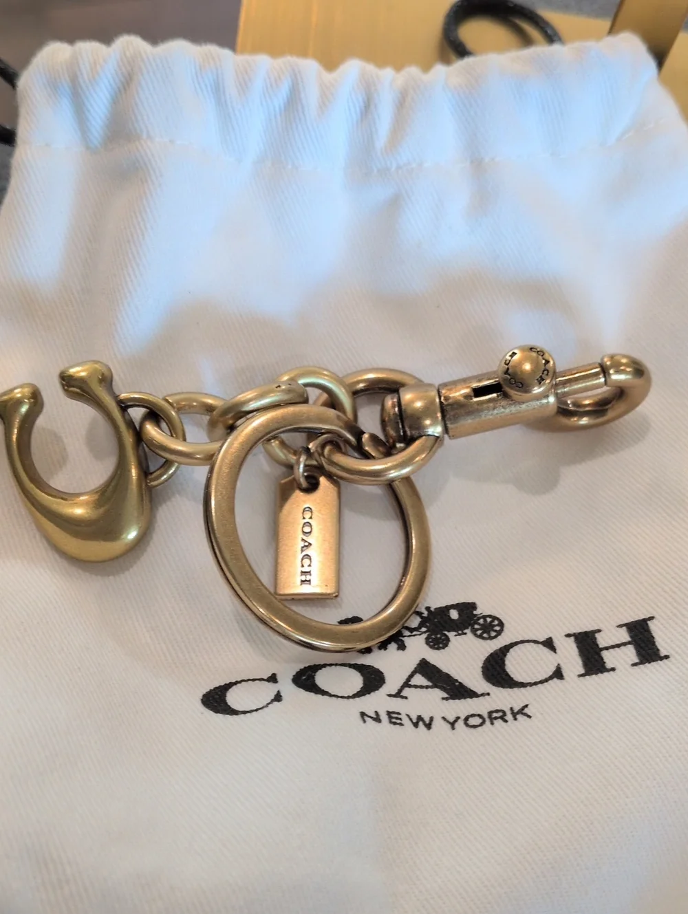 Coach Gold-Tone C Keyring Charm